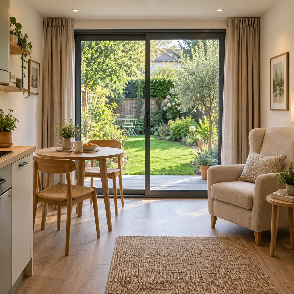 Intérieur d’un studio de jardin aménagé pour accueillir un proche